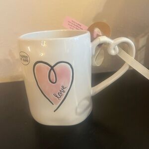 Heart-Shaped Handle Mug - White with Pink Heart
